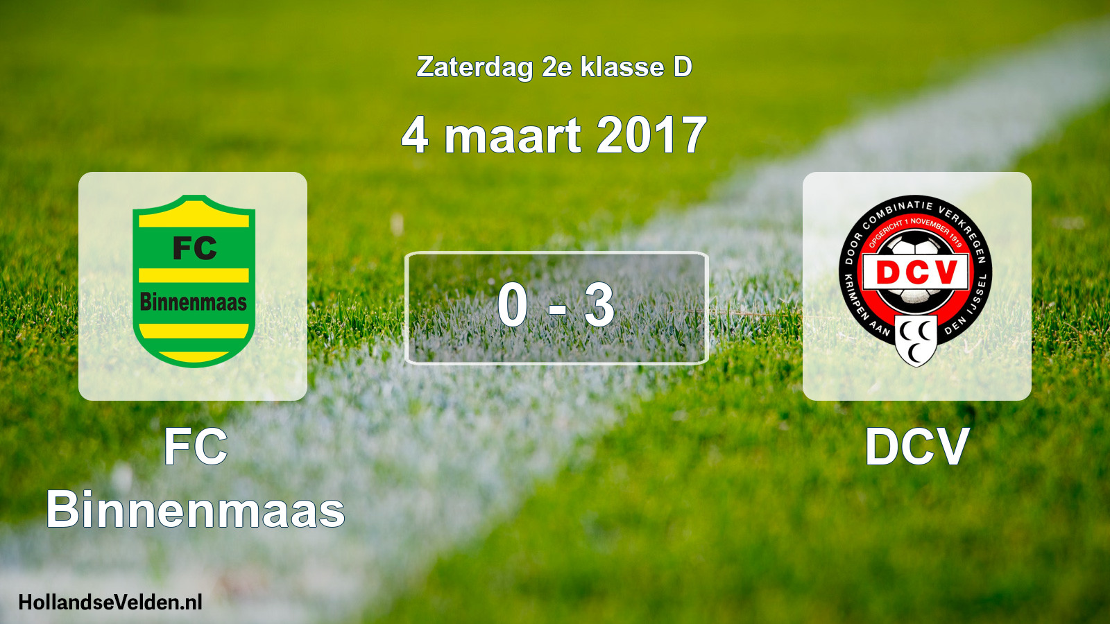 Total number of matches played: FC Binnenmaas - DCV 0 - 3 (4 March 2017)
