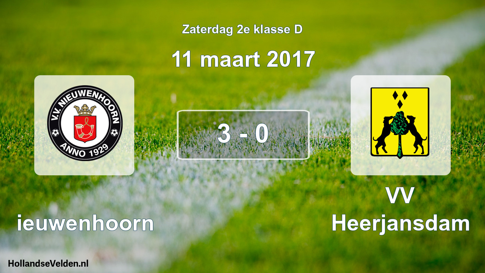 Total number of matches played: Nieuwenhoorn - VV Heerjansdam 3 - 0 (11 March 2017)