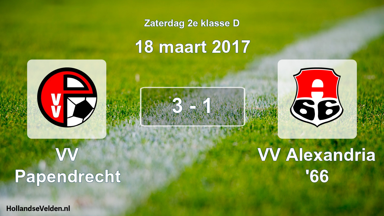 Total number of matches played: VV Papendrecht - VV Alexandria '66 3 - 1 (18 March 2017)