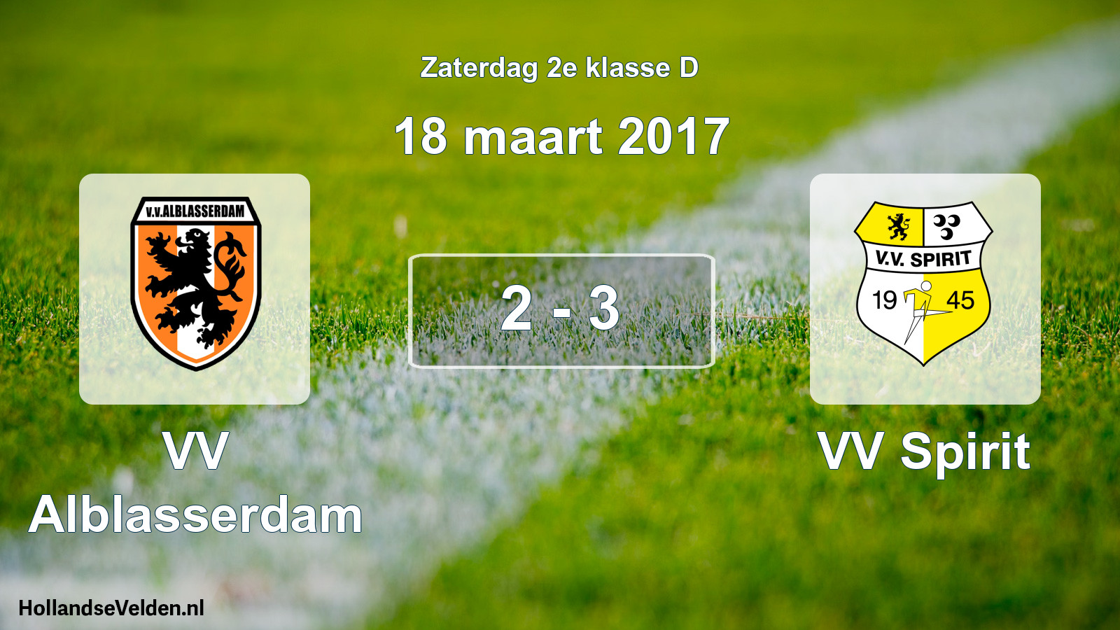 Total number of matches played: VV Alblasserdam - VV Spirit 2 - 3 (18 March 2017)