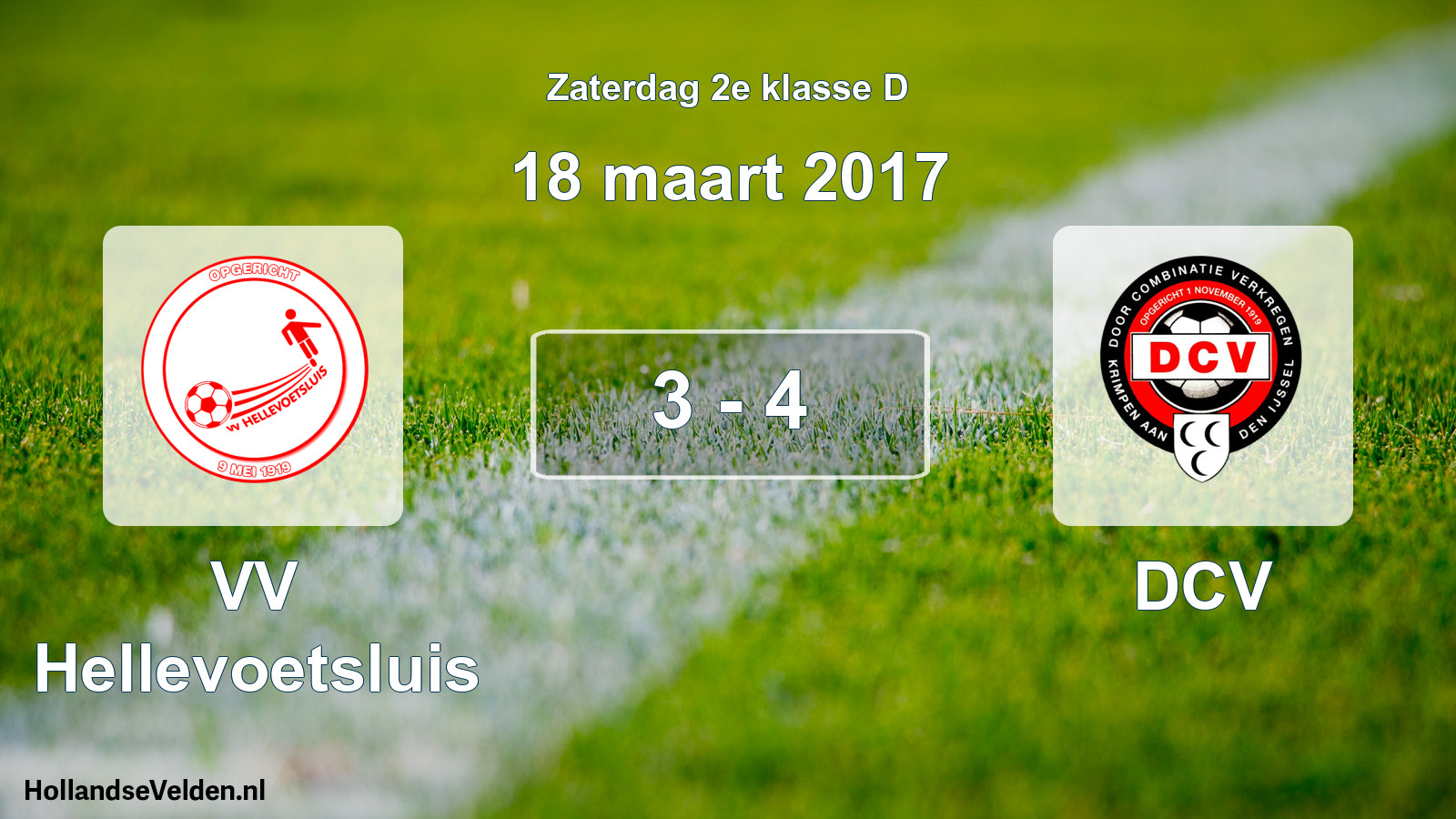Total number of matches played: VV Hellevoetsluis - DCV 3 - 4 (18 March 2017)