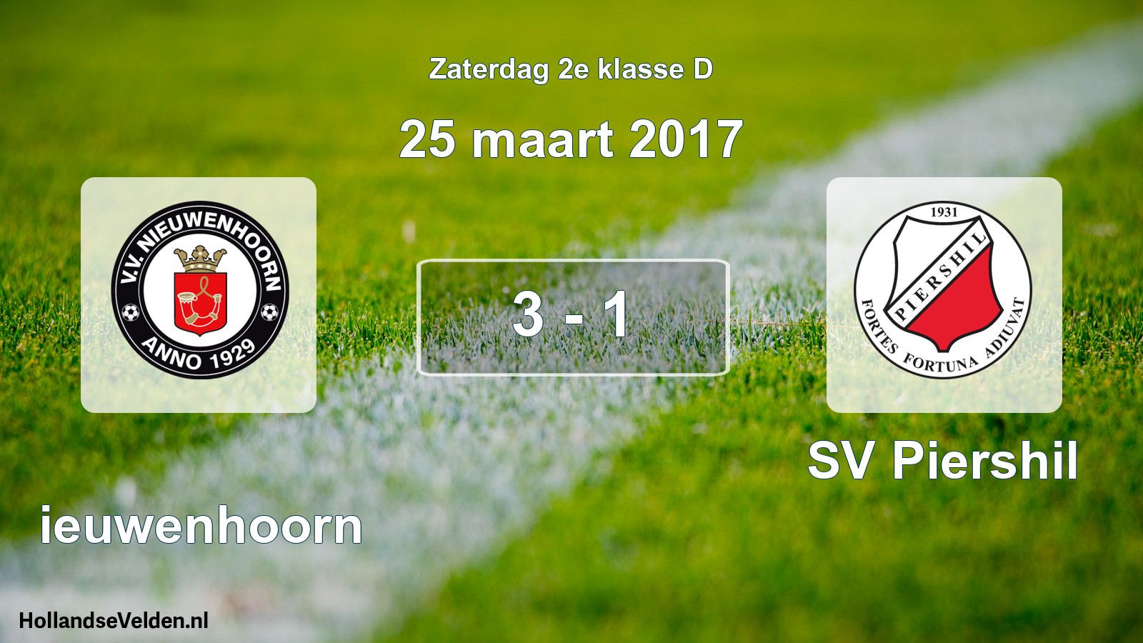 Total number of matches played: Nieuwenhoorn - SV Piershil 3 - 1 (25 March 2017)