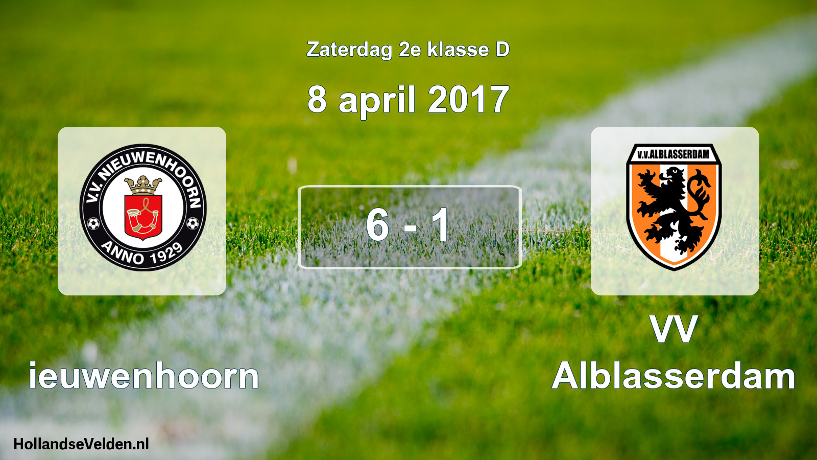 Total number of matches played: Nieuwenhoorn - VV Alblasserdam 6 - 1 (8 April 2017)