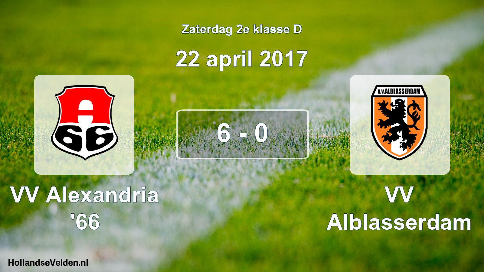 Total number of matches played: VV Alexandria '66 - VV Alblasserdam 6 - 0 (22 April 2017)