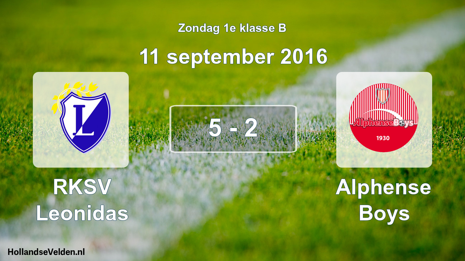 Total number of matches played: RKSV Leonidas - Alphense Boys 5 - 2 (11 September 2016)