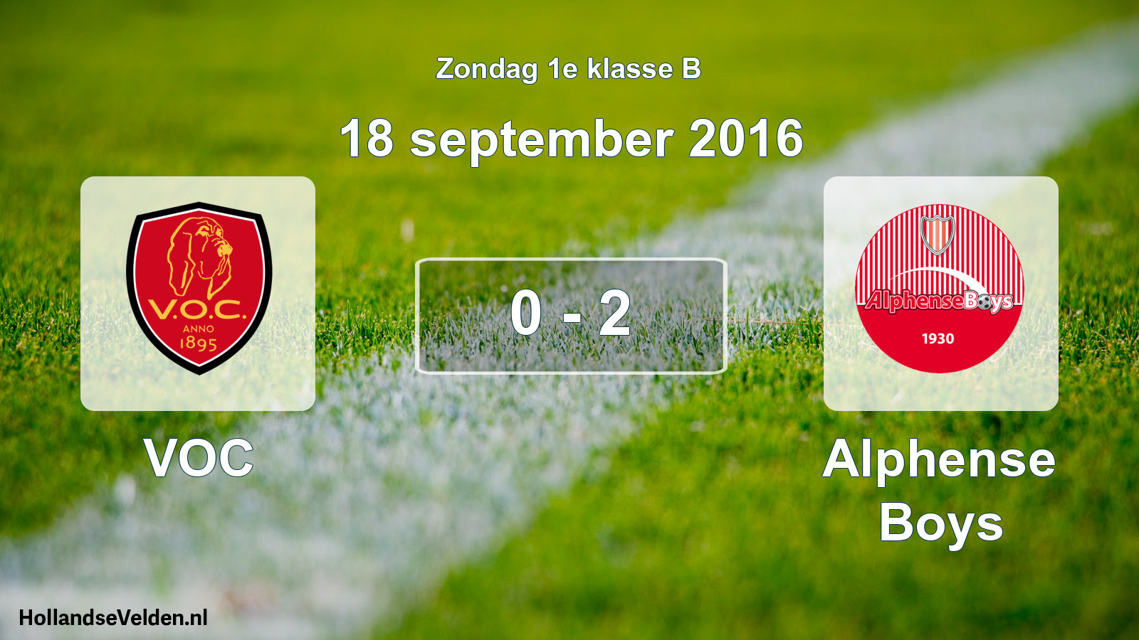 Total number of matches played: VOC - Alphense Boys 0 - 2 (18 September 2016)