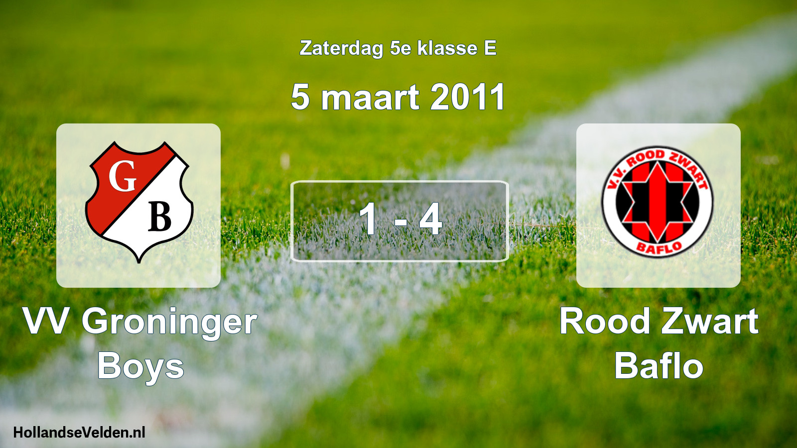 Total number of matches played: VV Groninger Boys - Rood Zwart Baflo 1 - 4 (5 March 2011)