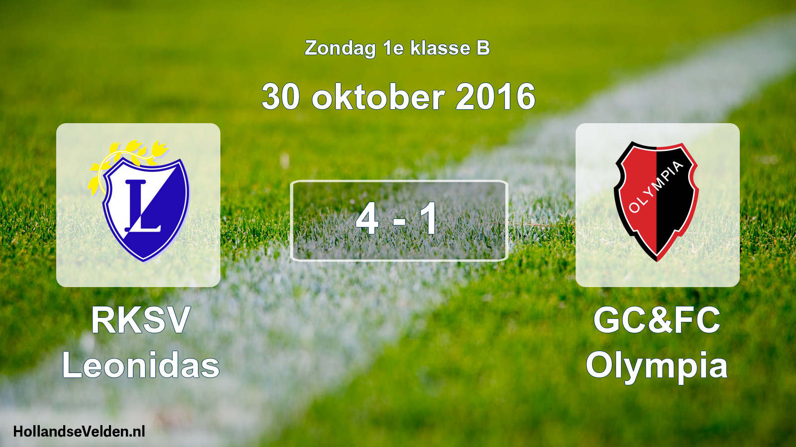 Total number of matches played: RKSV Leonidas - GC&FC Olympia 4 - 1 (30 October 2016)