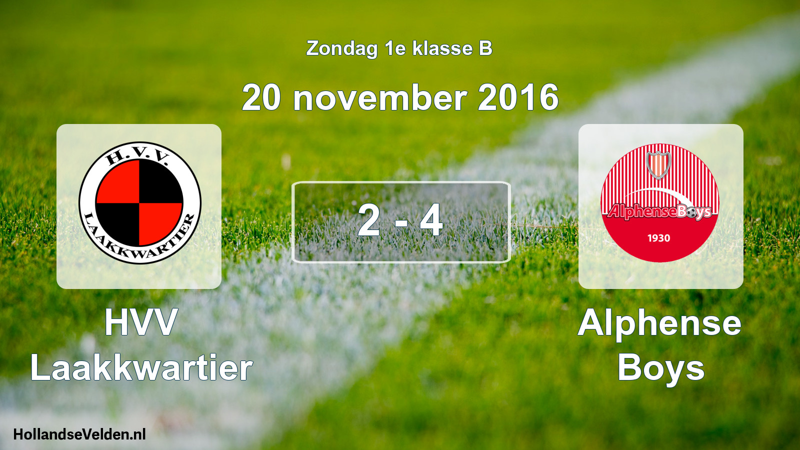 Total number of matches played: HVV Laakkwartier - Alphense Boys 2 - 4 (20 November 2016)