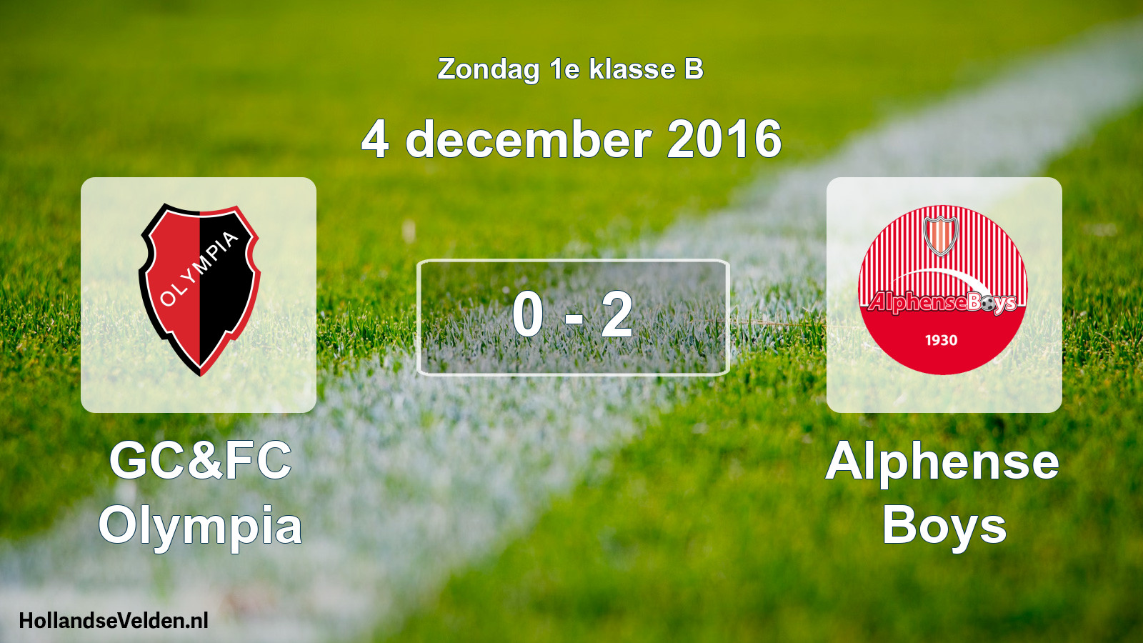 Total number of matches played: GC&FC Olympia - Alphense Boys 0 - 2 (4 December 2016)