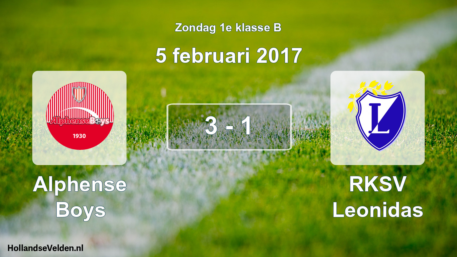Total number of matches played: Alphense Boys - RKSV Leonidas 3 - 1 (5 February 2017)