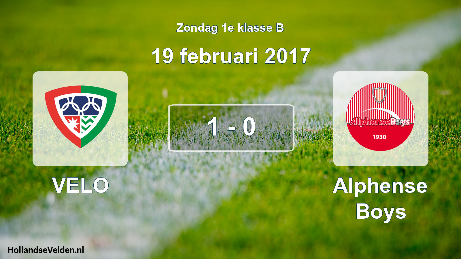 Total number of matches played: VELO - Alphense Boys 1 - 0 (19 February 2017)