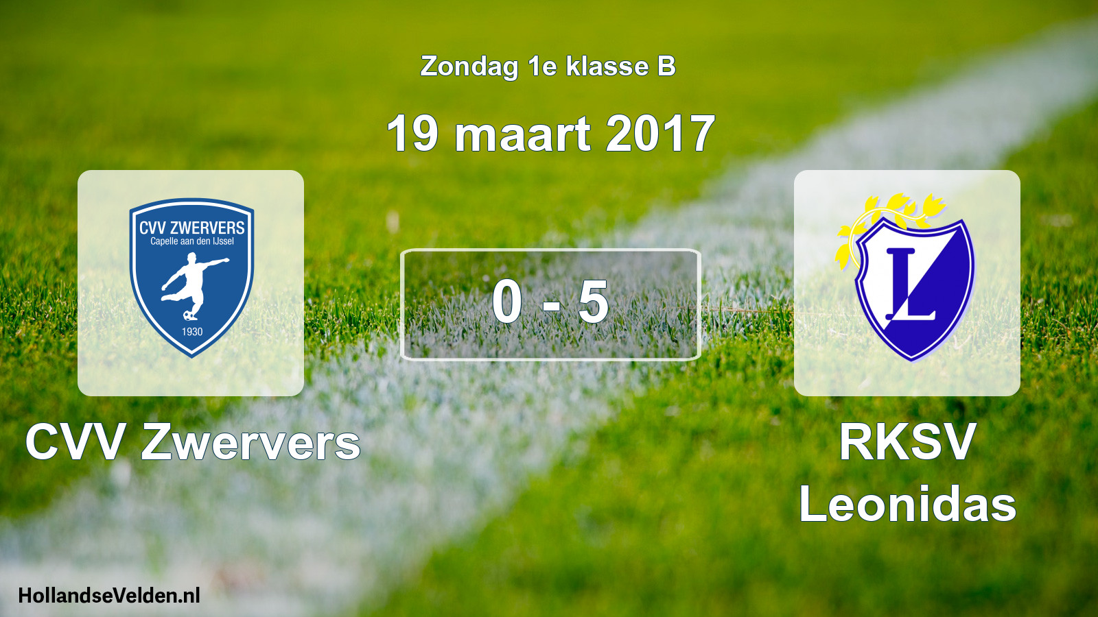 Total number of matches played: CVV Zwervers - RKSV Leonidas 0 - 5 (19 March 2017)