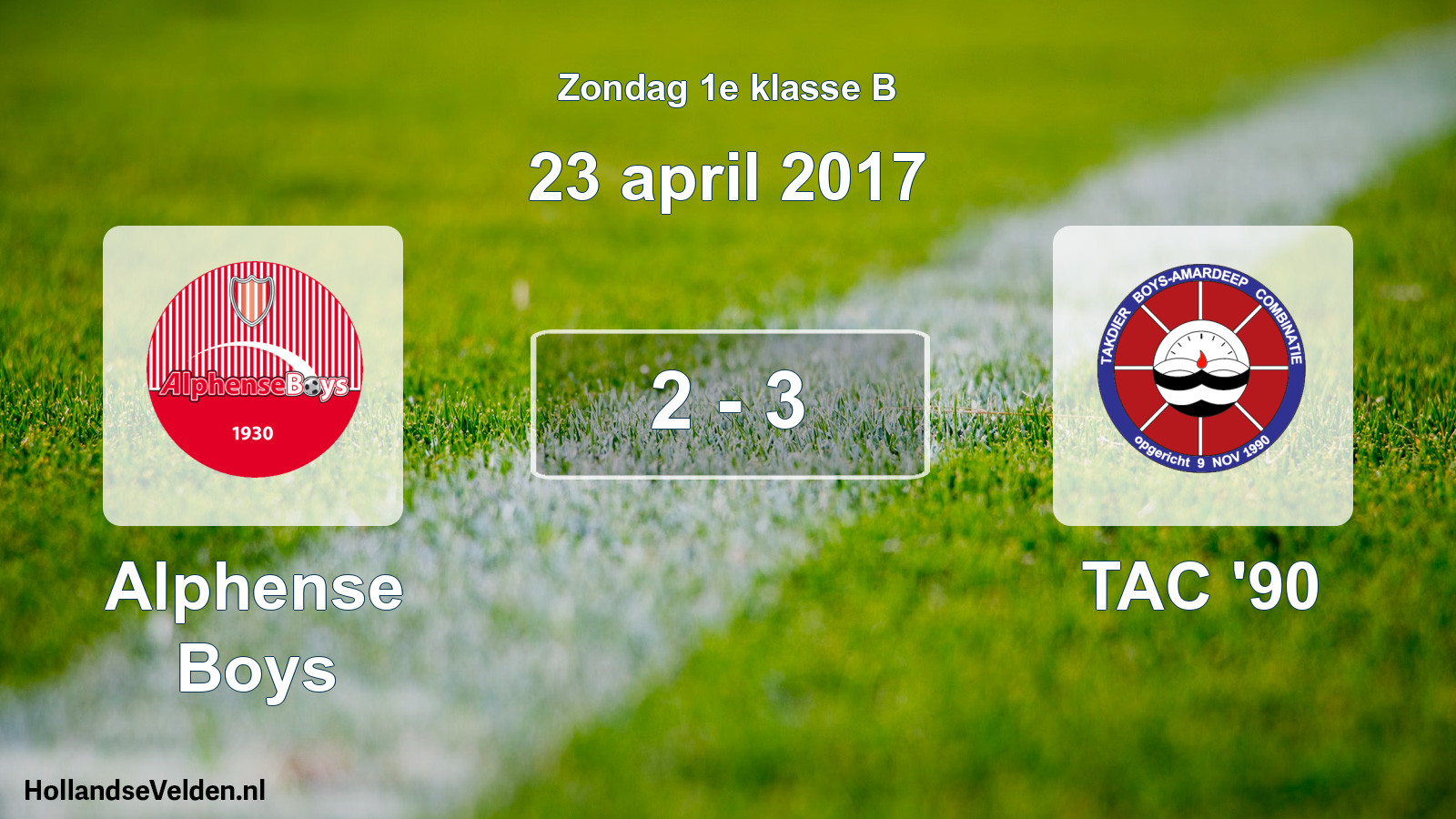 Total number of matches played: Alphense Boys - TAC '90 2 - 3 (23 April 2017)