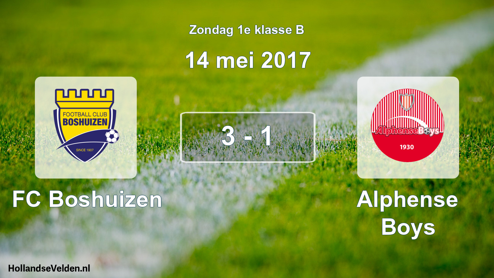 Total number of matches played: FC Boshuizen - Alphense Boys 3 - 1 (14 May 2017)