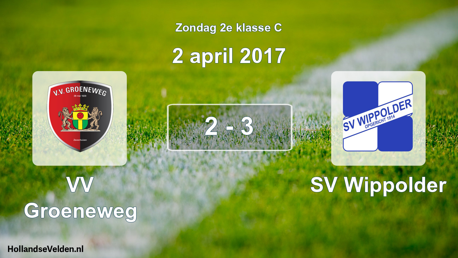 Total number of matches played: VV Groeneweg - SV Wippolder 2 - 3 (2 April 2017)