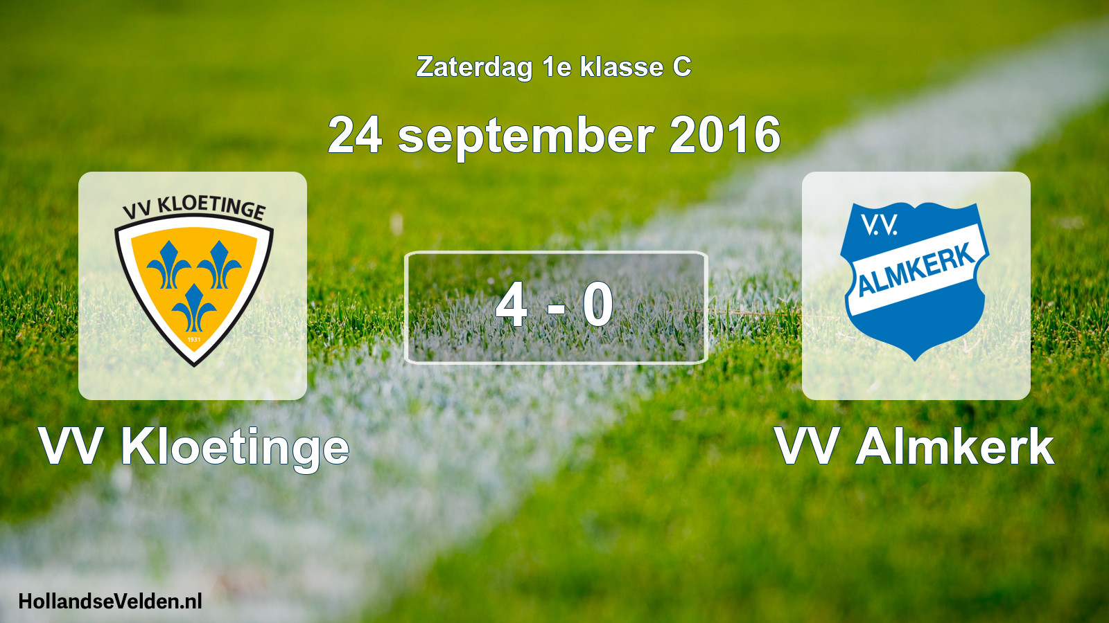 Total number of matches played: VV Kloetinge - VV Almkerk 4 - 0 (24 September 2016)