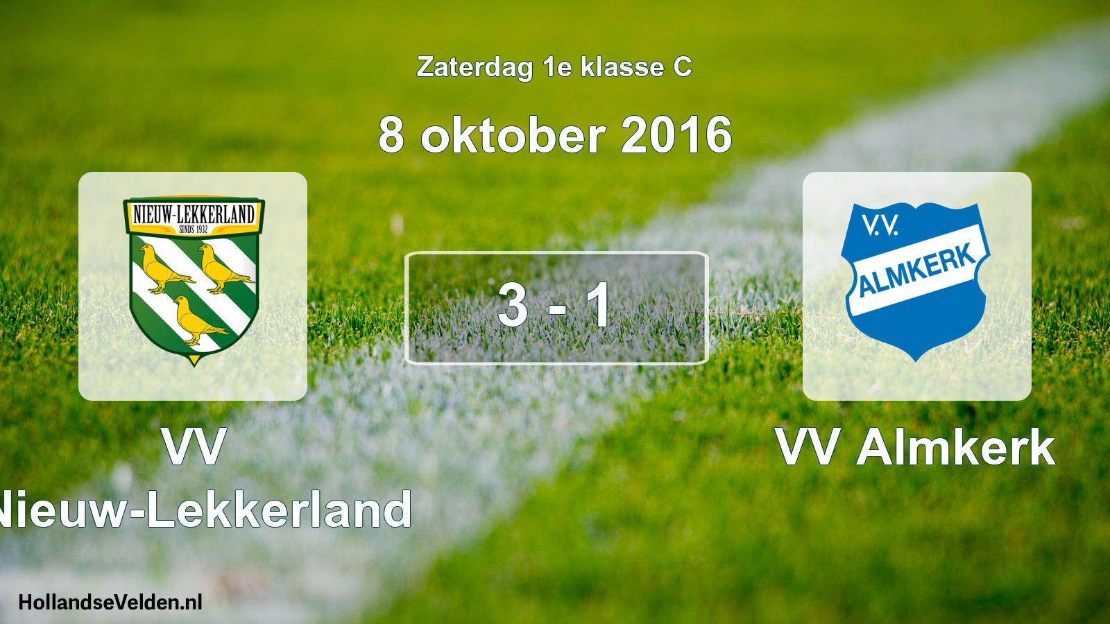 Total number of matches played: VV Nieuw-Lekkerland - VV Almkerk 3 - 1 (8 October 2016)