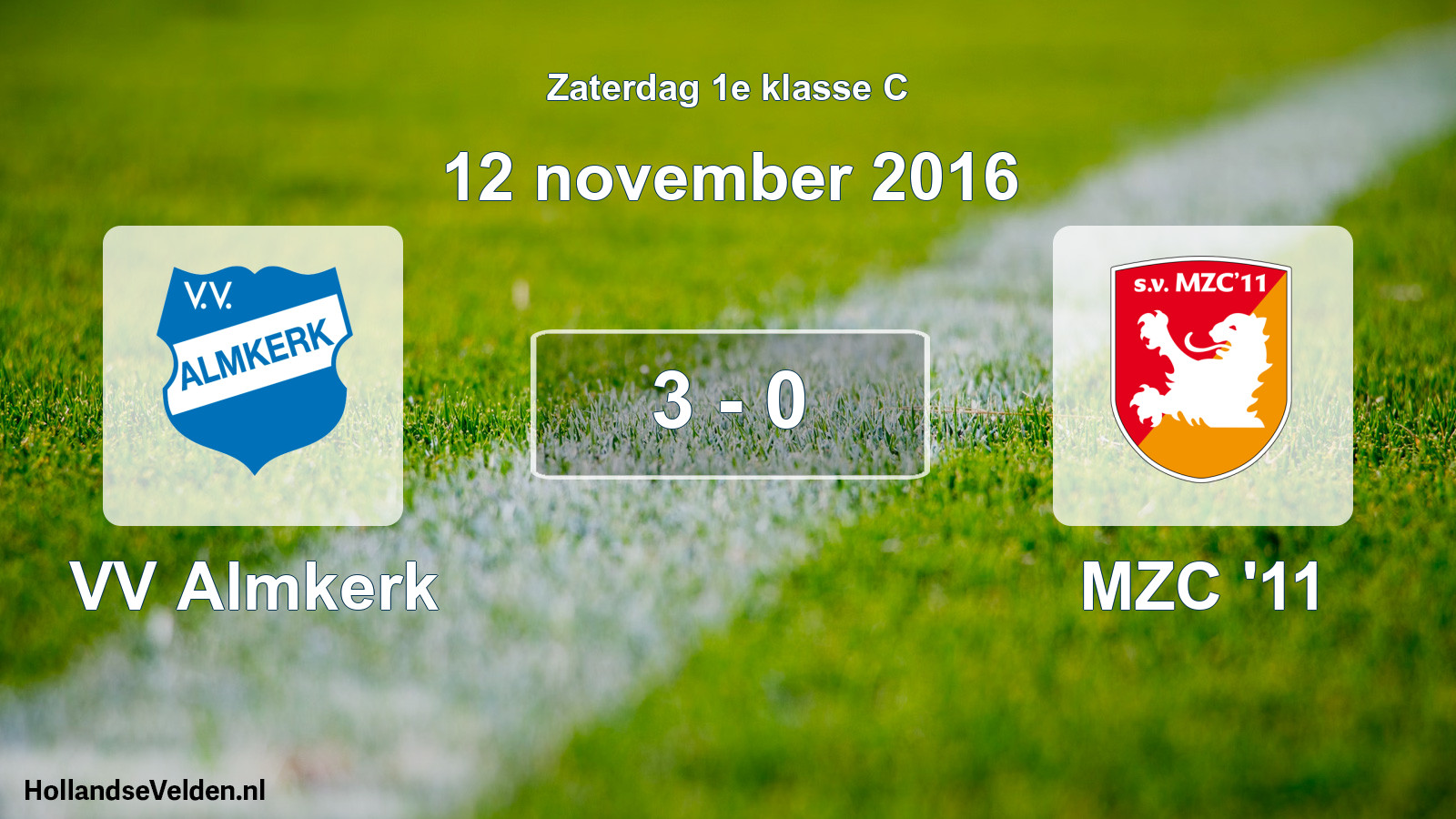 Total number of matches played: VV Almkerk - MZC '11 3 - 0 (12 November 2016)