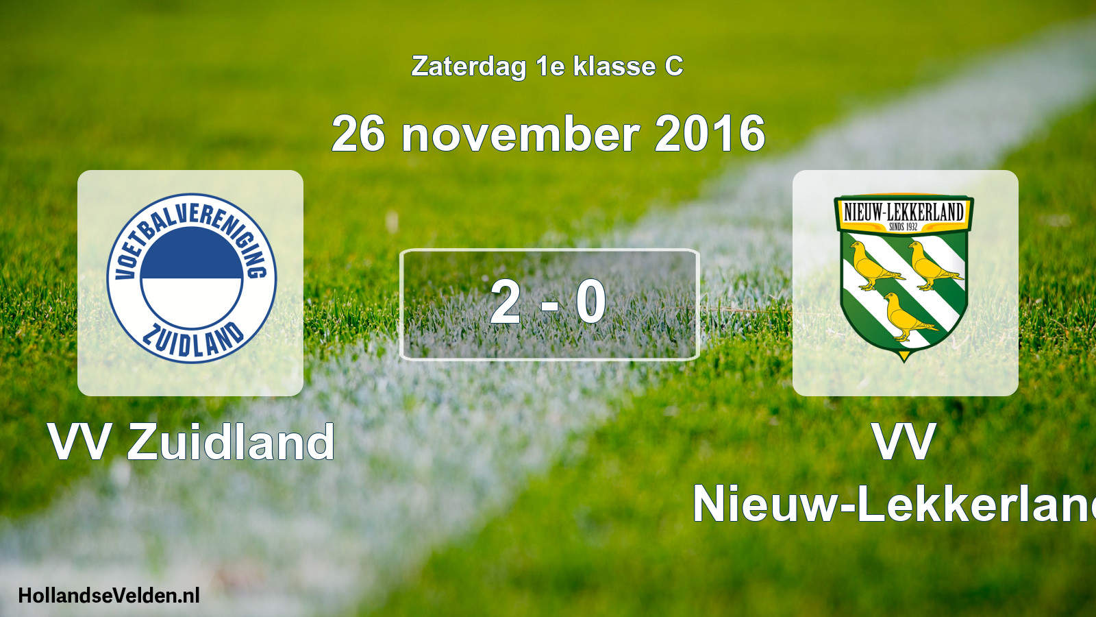 Total number of matches played: VV Zuidland - VV Nieuw-Lekkerland 2 - 0 (26 November 2016)