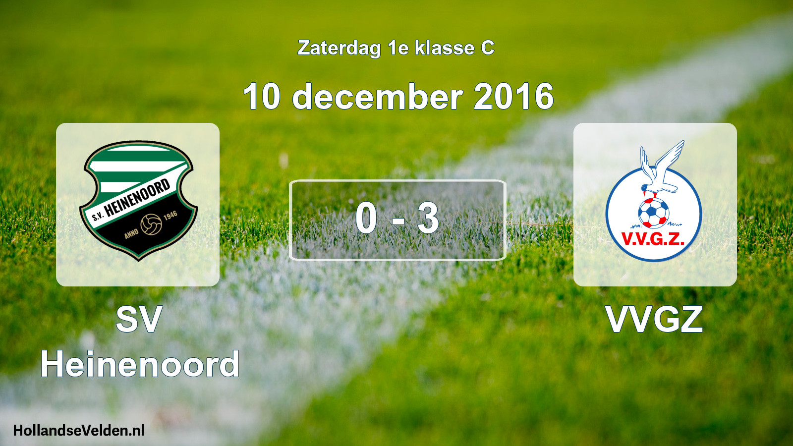 Total number of matches played: SV Heinenoord - VVGZ 0 - 3 (10 December 2016)