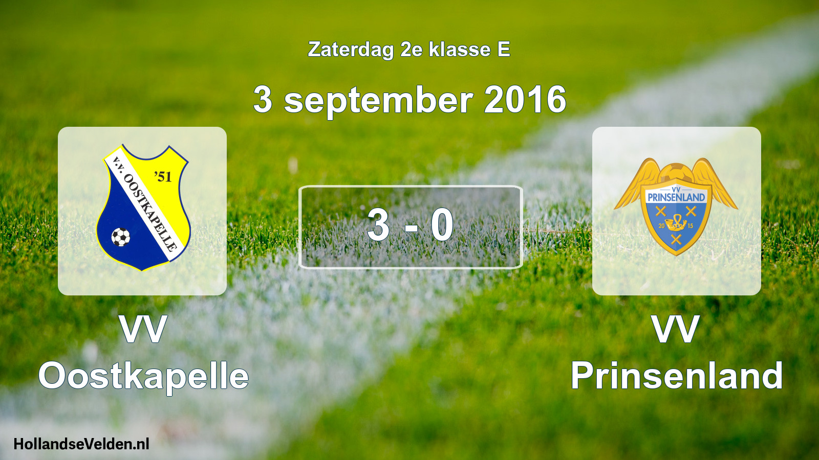 Total number of matches played: VV Oostkapelle - VV Prinsenland 3 - 0 (3 September 2016)