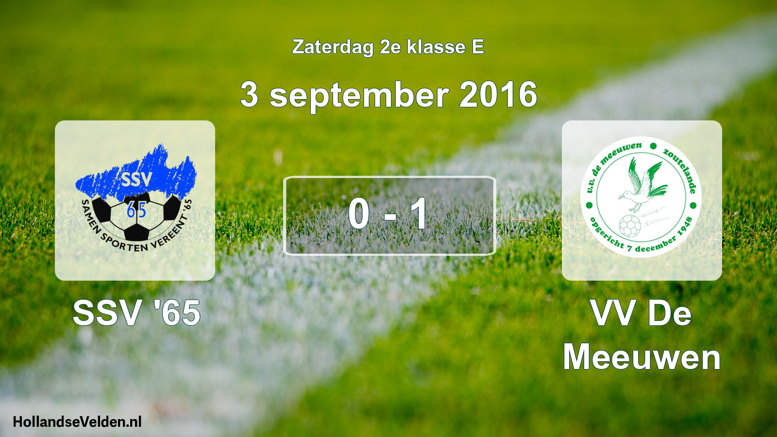 Total number of matches played: SSV '65 - VV De Meeuwen 0 - 1 (3 September 2016)