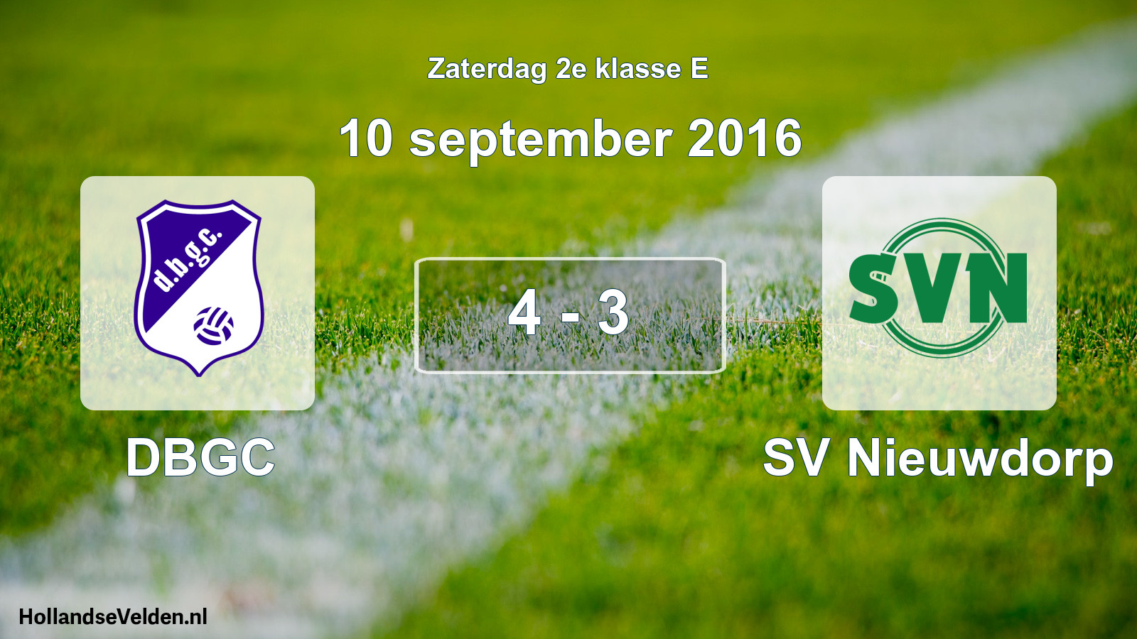 Total number of matches played: DBGC - SV Nieuwdorp 4 - 3 (10 September 2016)