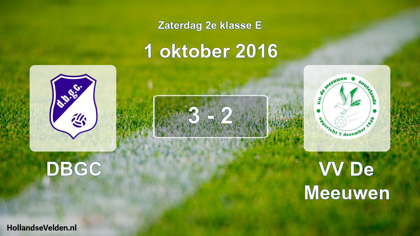 Total number of matches played: DBGC - VV De Meeuwen 3 - 2 (1 October 2016)