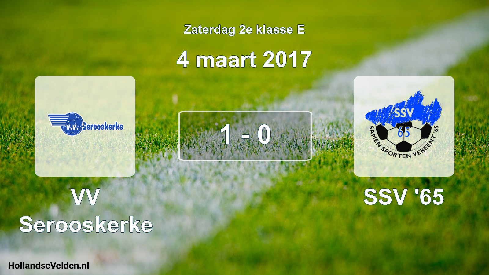Total number of matches played: VV Serooskerke - SSV '65 1 - 0 (4 March 2017)