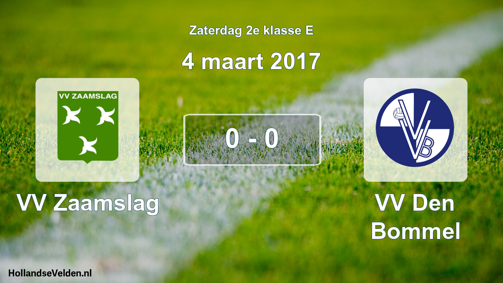 Total number of matches played: VV Zaamslag - VV Den Bommel 0 - 0 (4 March 2017)