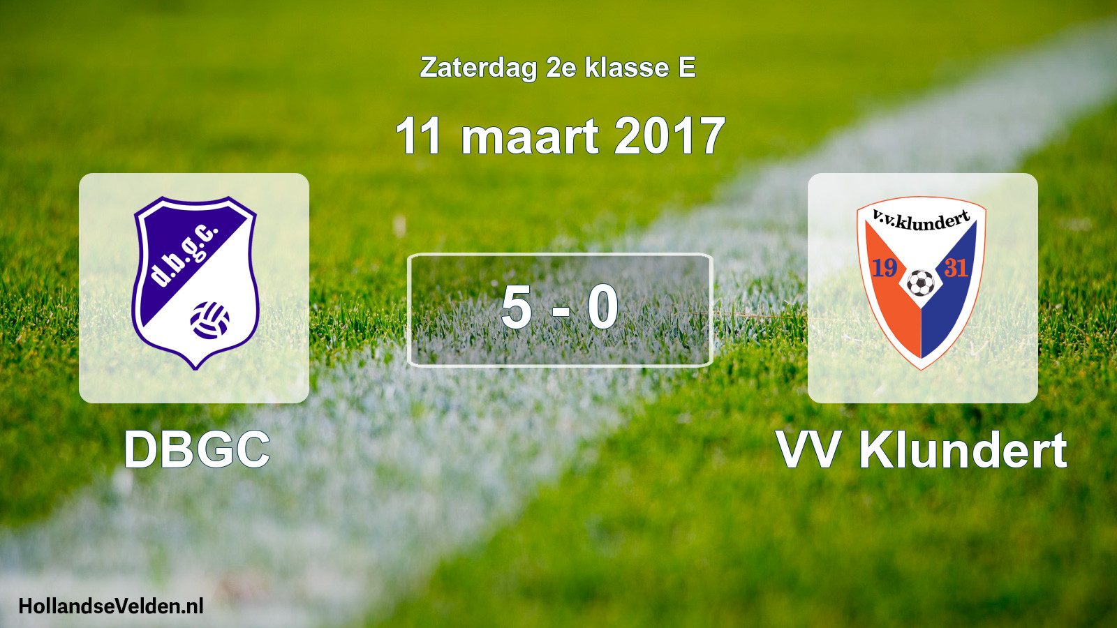 Total number of matches played: DBGC - VV Klundert 5 - 0 (11 March 2017)