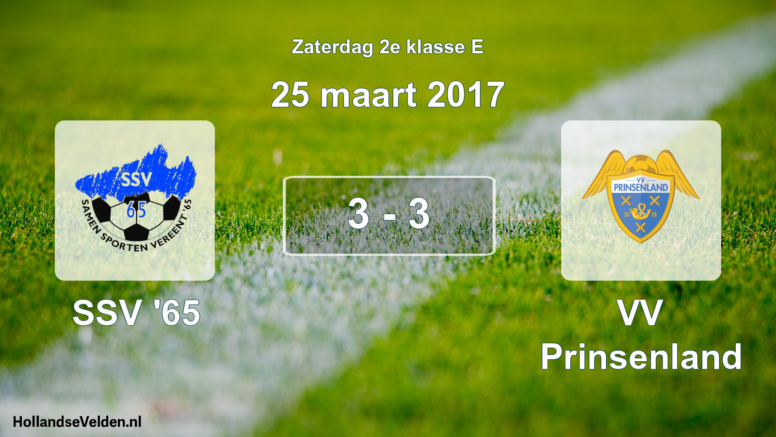 Total number of matches played: SSV '65 - VV Prinsenland 3 - 3 (25 March 2017)