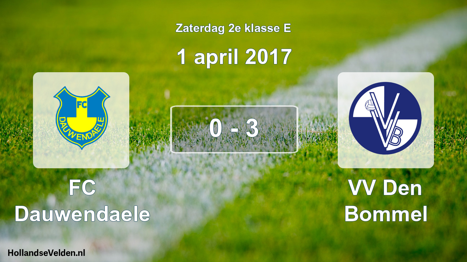 Total number of matches played: FC Dauwendaele - VV Den Bommel 0 - 3 (1 April 2017)
