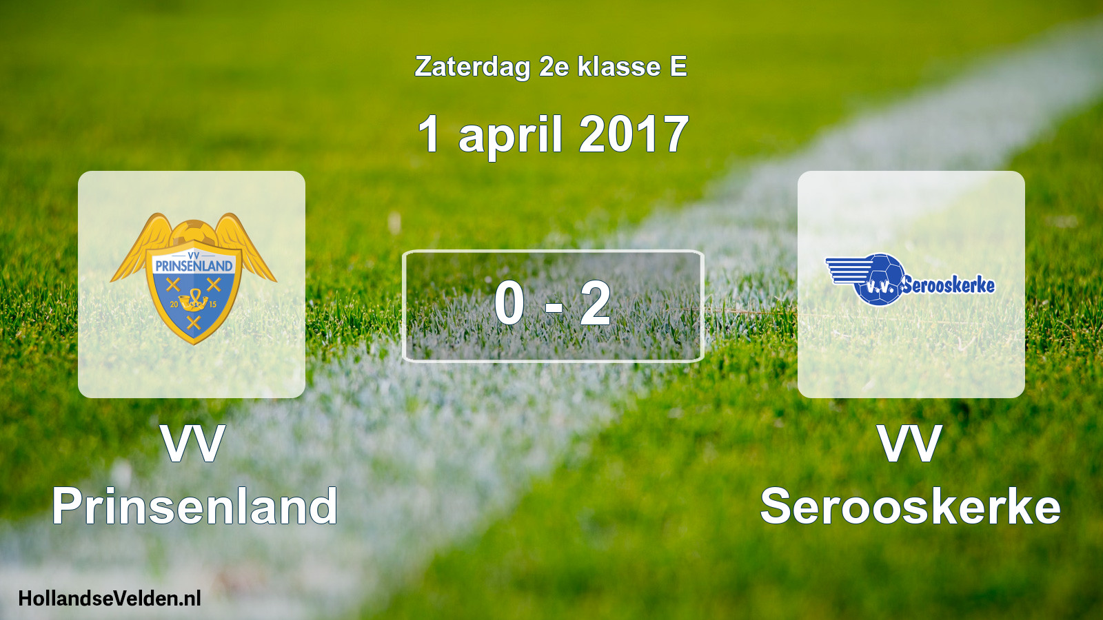 Total number of matches played: VV Prinsenland - VV Serooskerke 0 - 2 (1 April 2017)