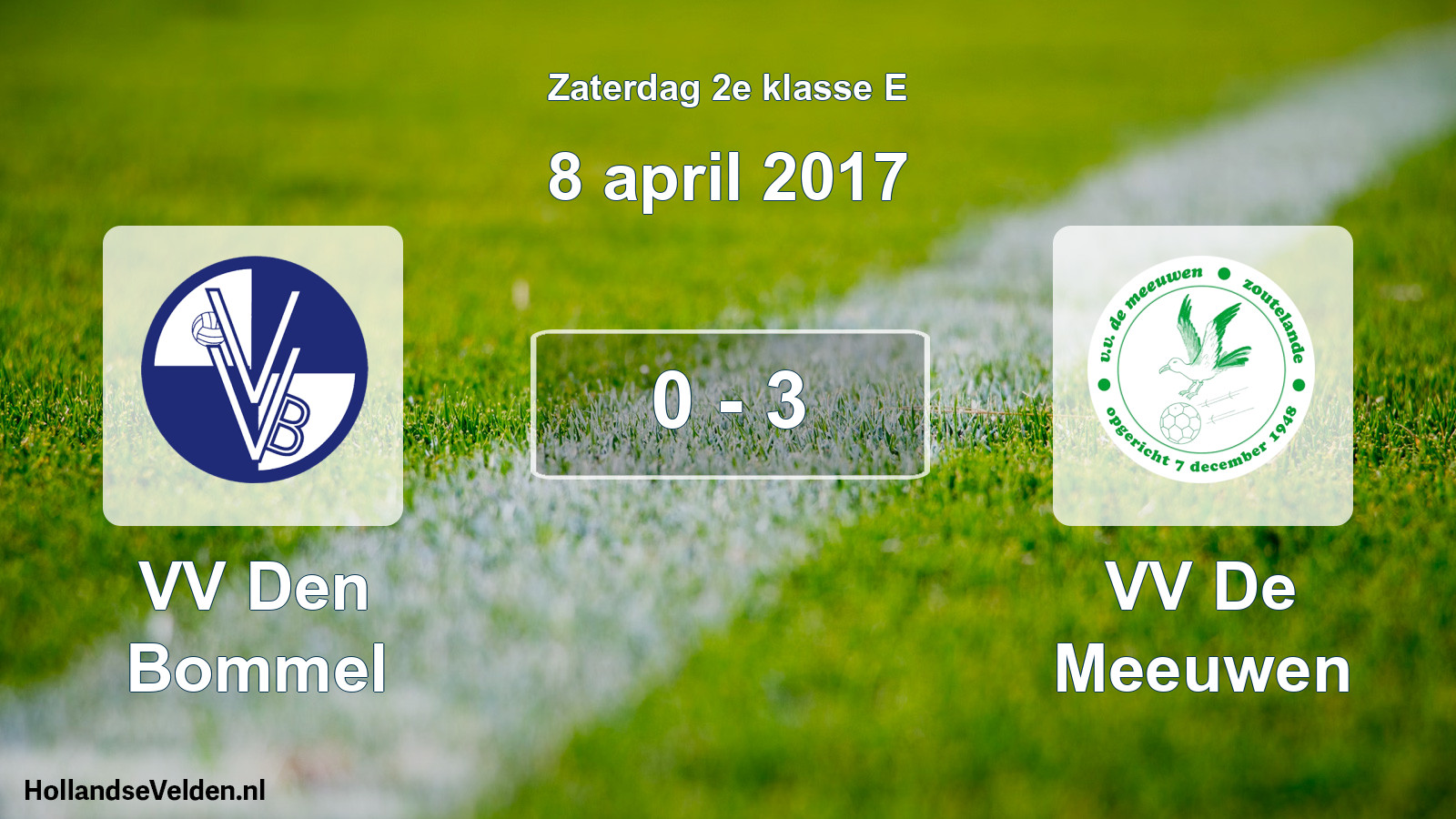 Total number of matches played: VV Den Bommel - VV De Meeuwen 0 - 3 (8 April 2017)
