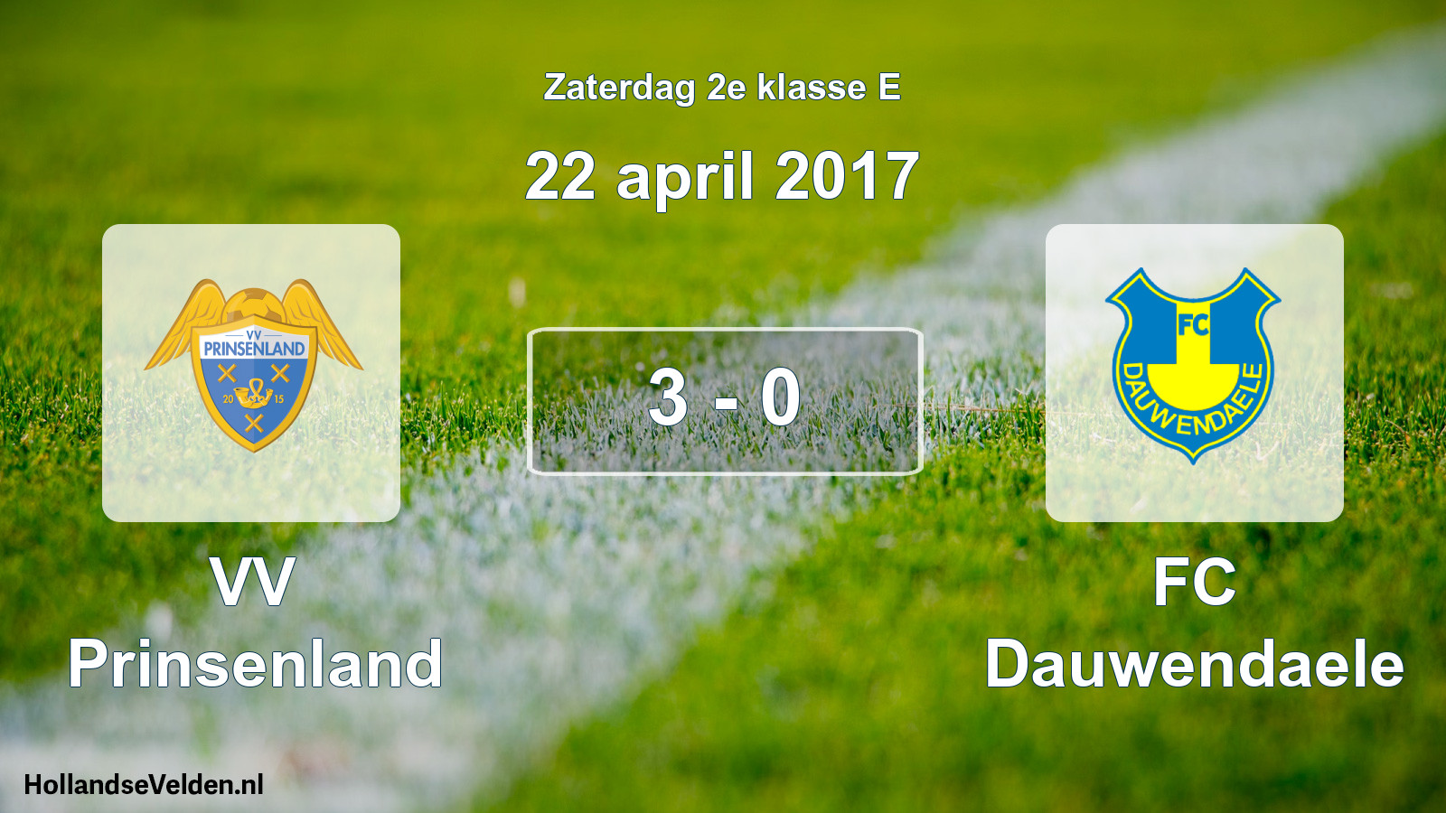 Total number of matches played: VV Prinsenland - FC Dauwendaele 3 - 0 (22 April 2017)