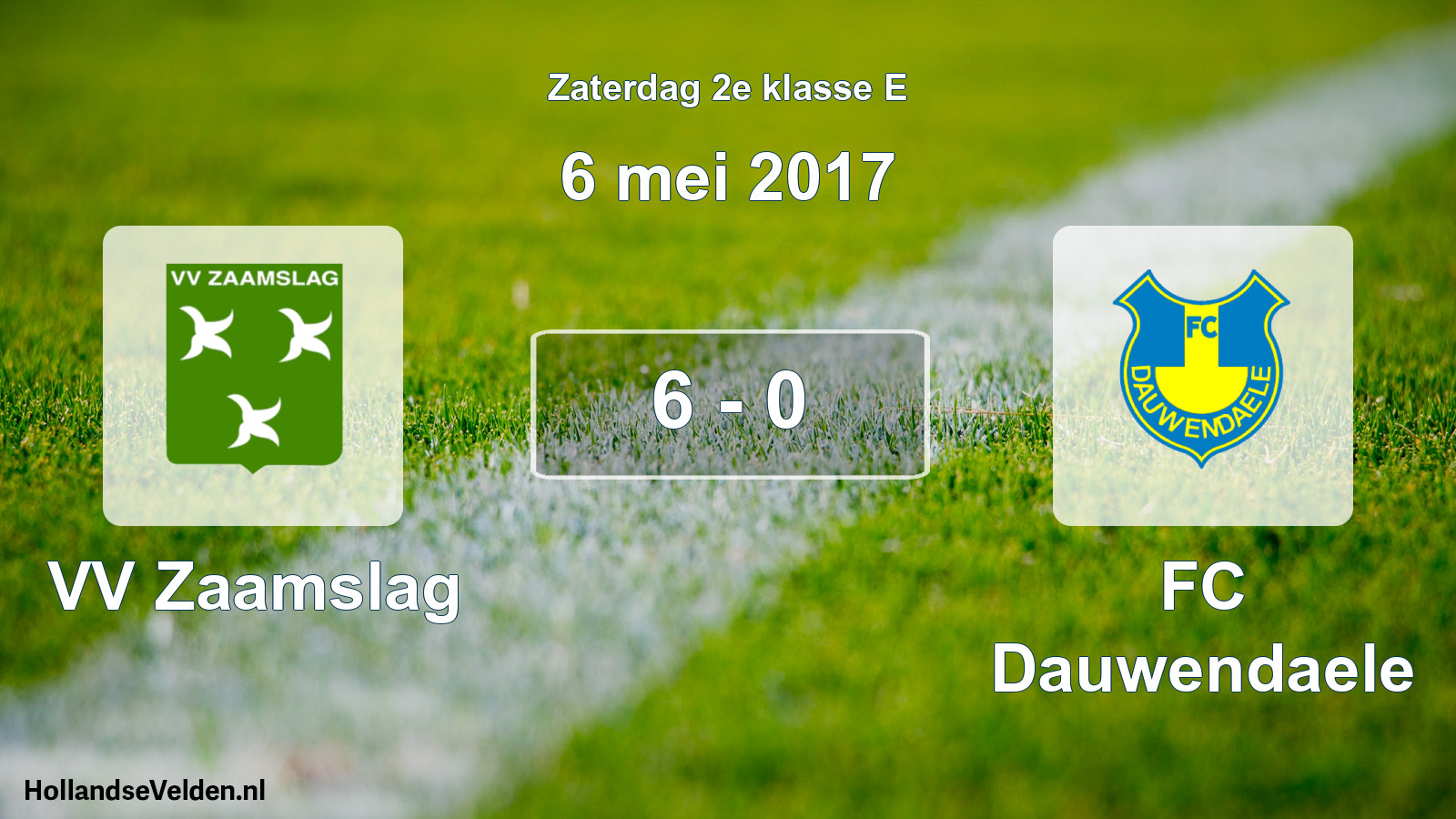Total number of matches played: VV Zaamslag - FC Dauwendaele 6 - 0 (6 May 2017)