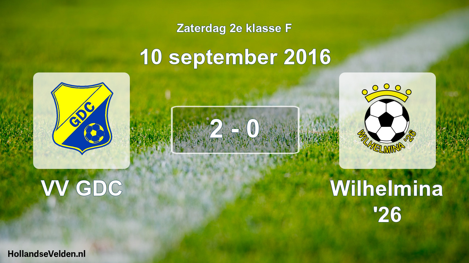 Total number of matches played: VV GDC - Wilhelmina '26 2 - 0 (10 September 2016)