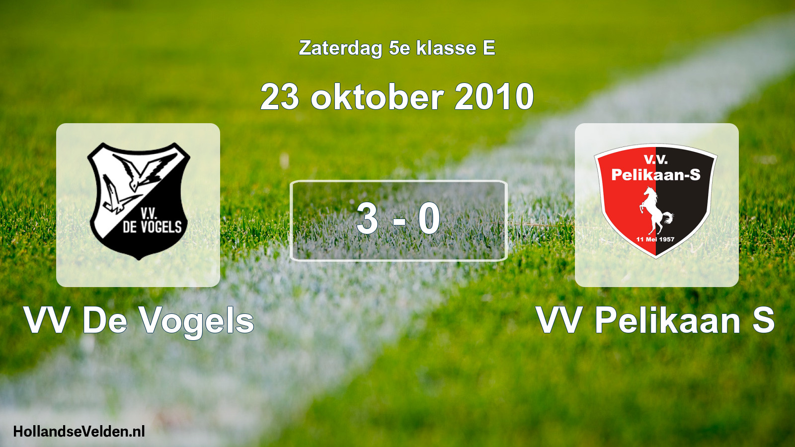 Total number of matches played: VV De Vogels - VV Pelikaan S 3 - 0 (23 October 2010)