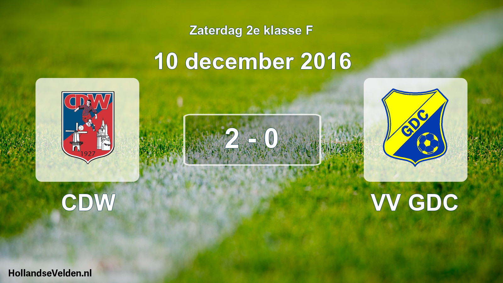 Total number of matches played: CDW - VV GDC 2 - 0 (10 December 2016)