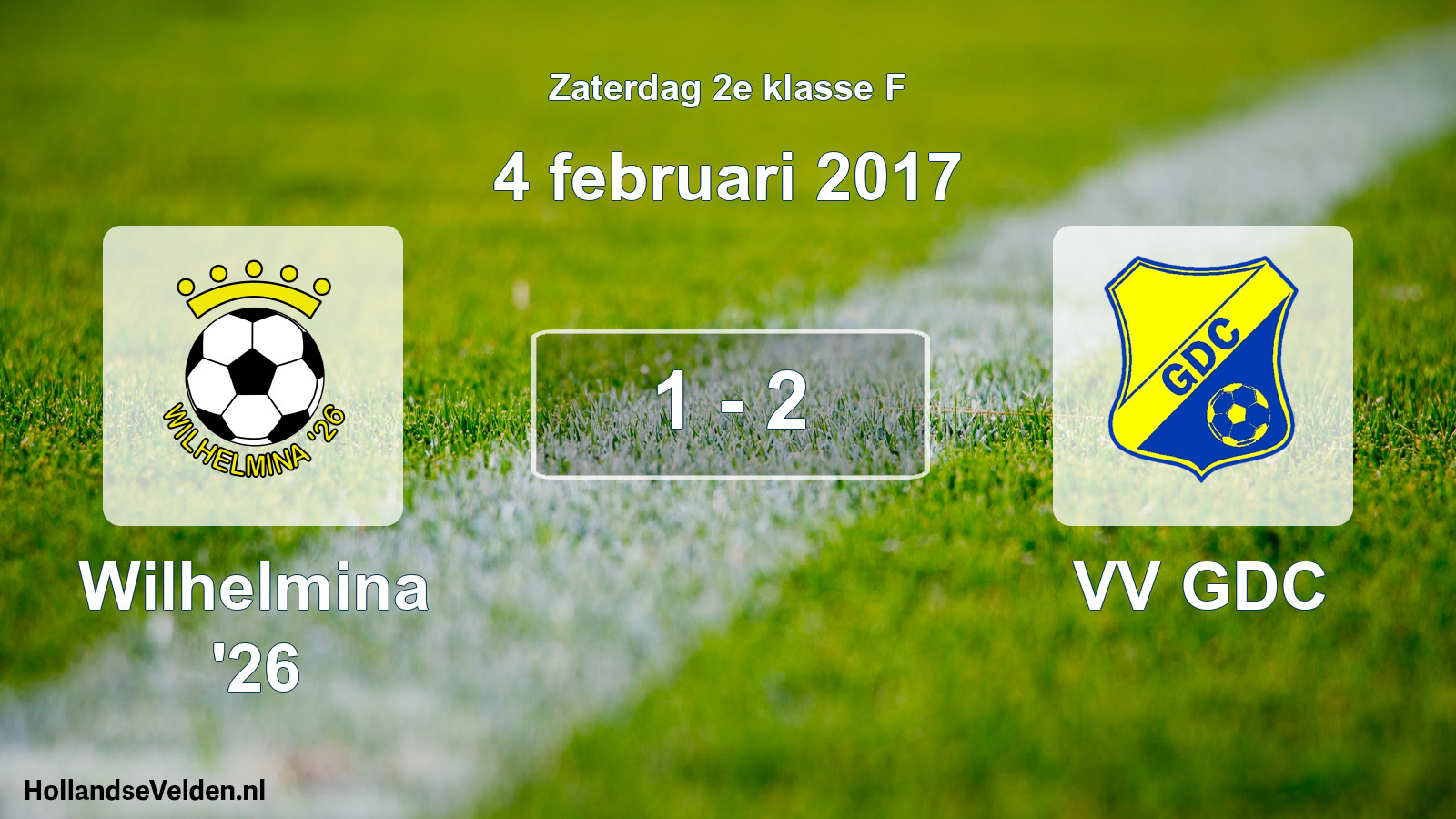 Total number of matches played: Wilhelmina '26 - VV GDC 1 - 2 (4 February 2017)