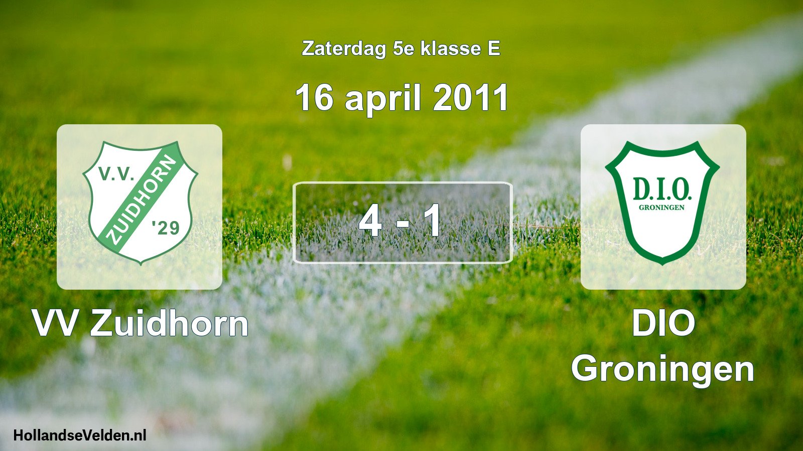 Total number of matches played: VV Zuidhorn - DIO Groningen 4 - 1 (16 April 2011)
