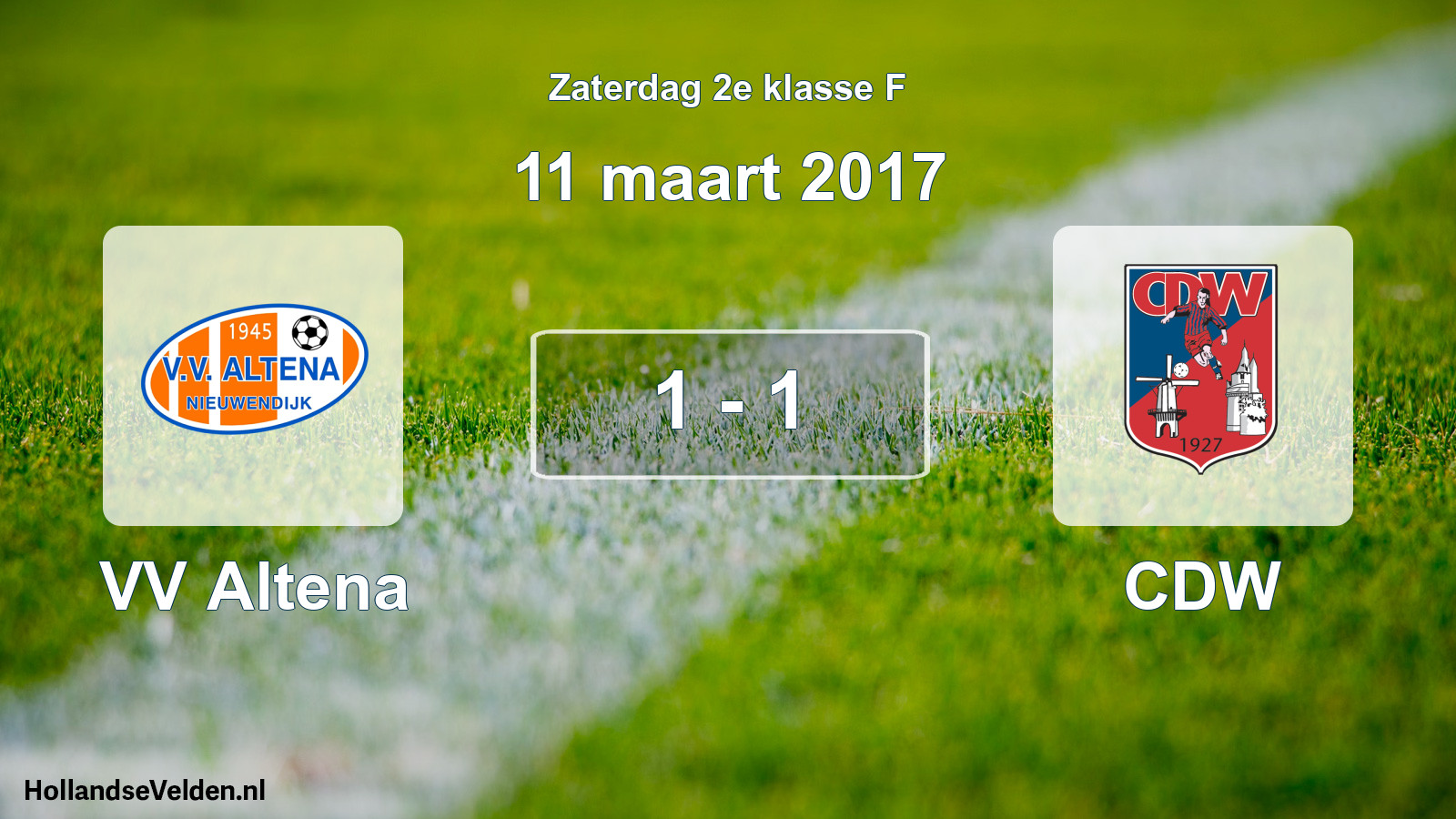 Total number of matches played: VV Altena - CDW 1 - 1 (11 March 2017)
