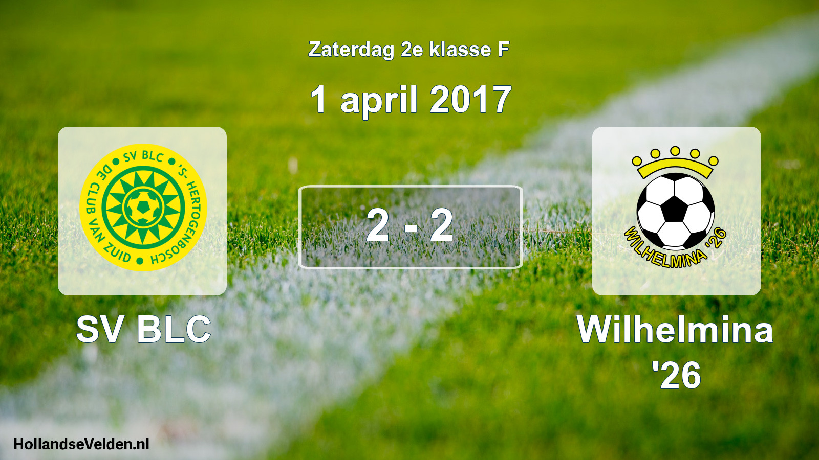 Total number of matches played: SV BLC - Wilhelmina '26 2 - 2 (1 April 2017)