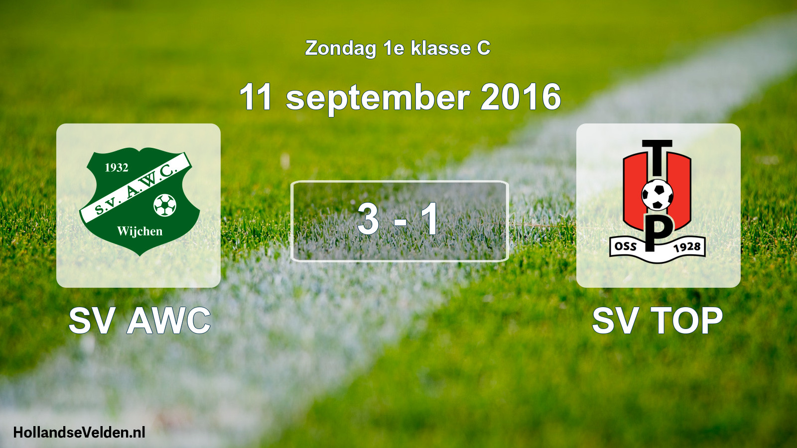 Total number of matches played: SV AWC - SV TOP 3 - 1 (11 September 2016)