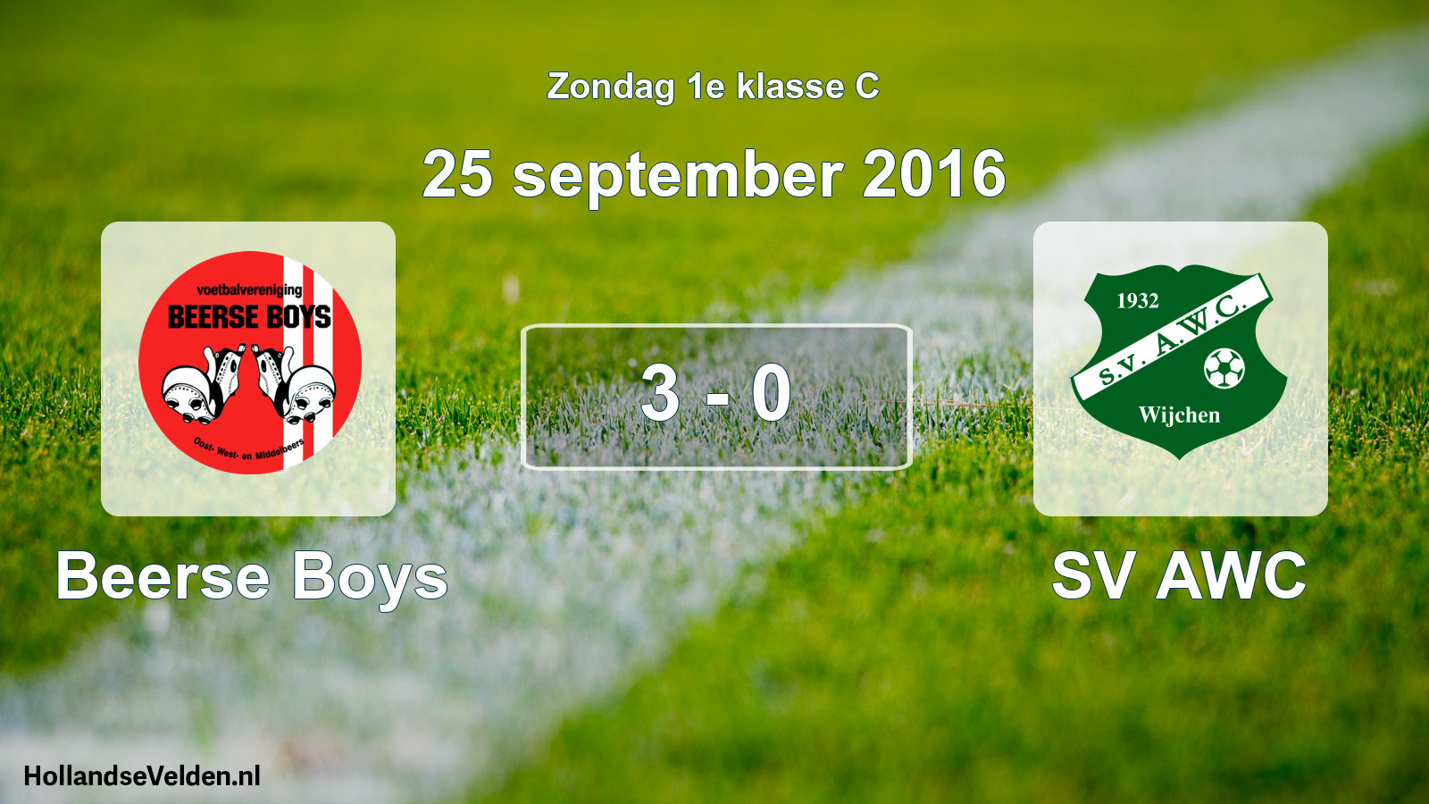 Total number of matches played: Beerse Boys - SV AWC 3 - 0 (25 September 2016)