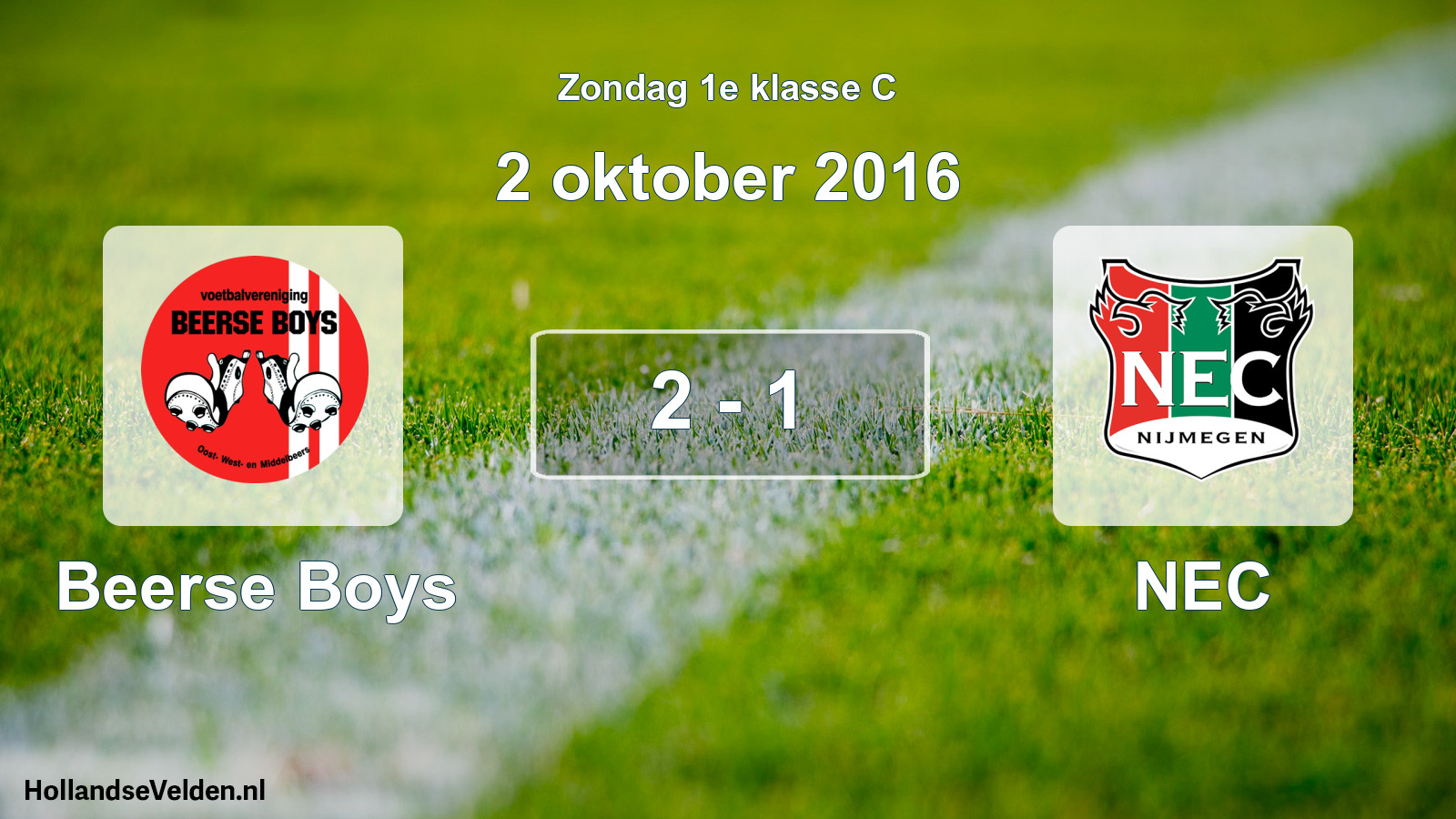 Total number of matches played: Beerse Boys - NEC 2 - 1 (2 October 2016)