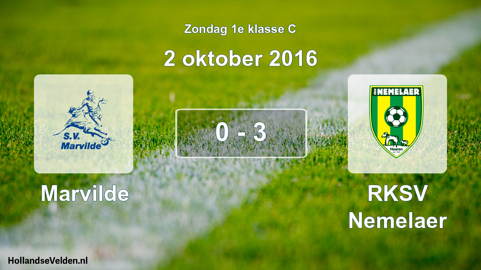 Total number of matches played: Marvilde - RKSV Nemelaer 0 - 3 (2 October 2016)