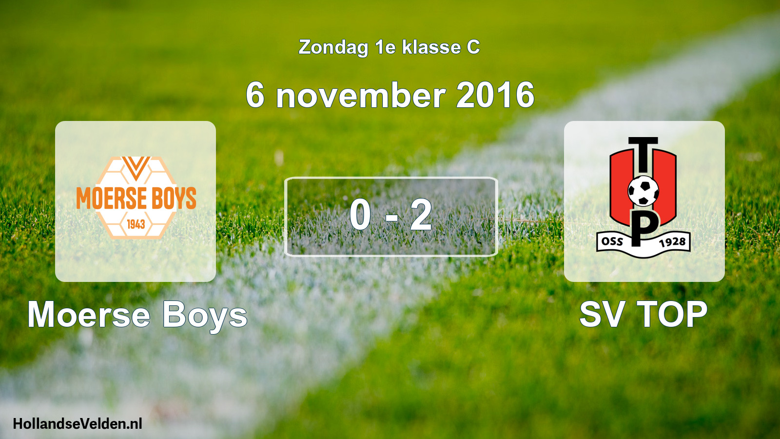 Total number of matches played: Moerse Boys - SV TOP 0 - 2 (6 November 2016)
